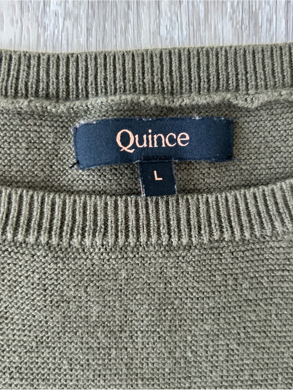 Quince Sweater Women's L Olive Green Organic Cotton Cashmere Dolman Short Sleeve - Picture 5 of 7